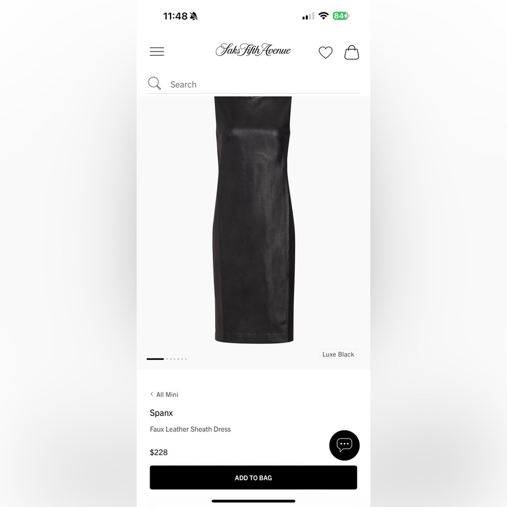 Spanx Faux Leather Sheath Dress - new with tag